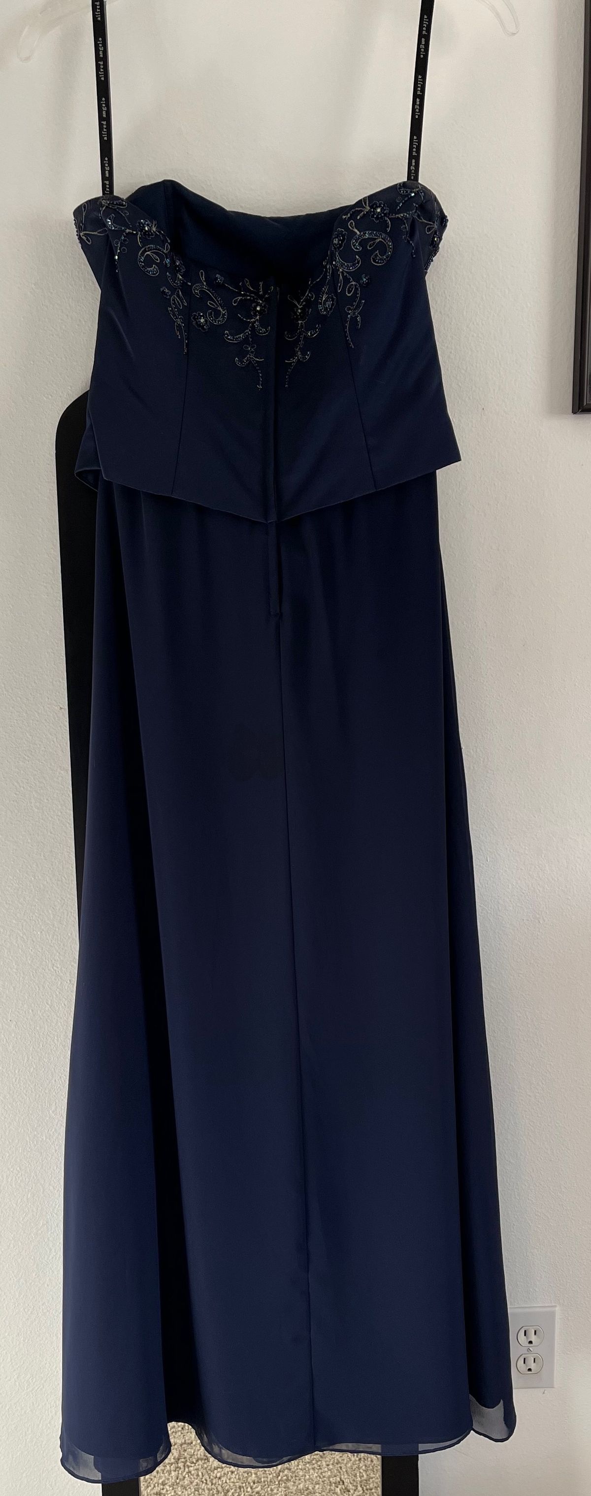 Style 6305 Alfred Angelo Size 12 Bridesmaid Strapless Blue Floor Length Maxi on Queenly