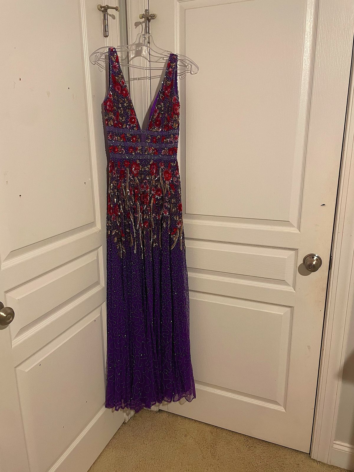 Primavera Size 2 Prom Plunge Purple A-line Dress on Queenly