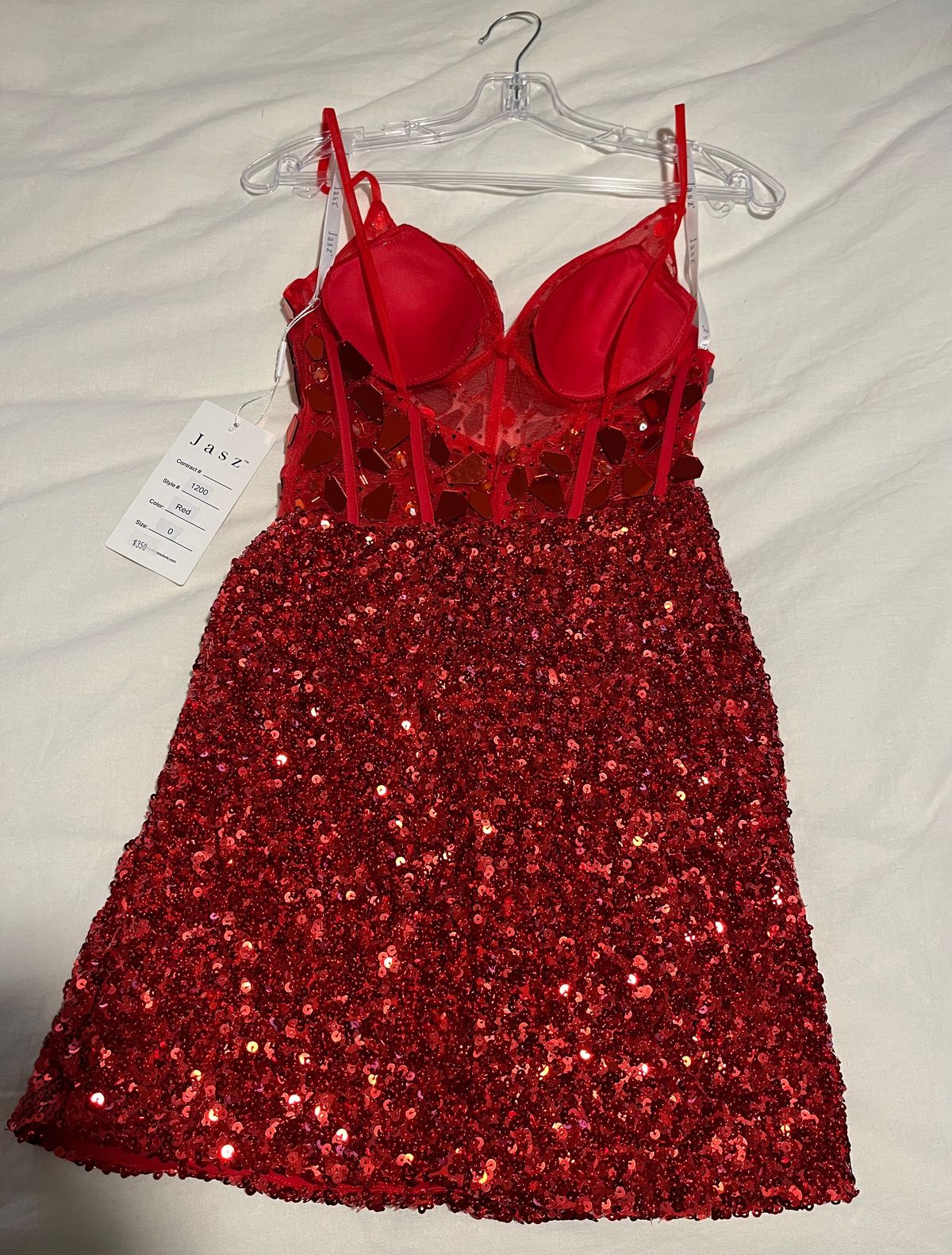 Style 1200 Jasz Couture Size 0 Prom Red Cocktail Dress on Queenly