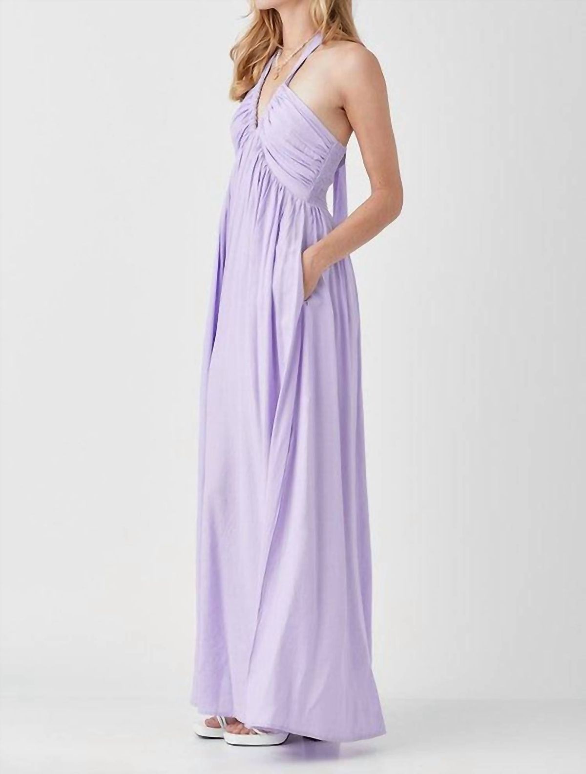 Style 1-1801684653-2791 Mustard Seed Size L Halter Purple Floor Length Maxi on Queenly