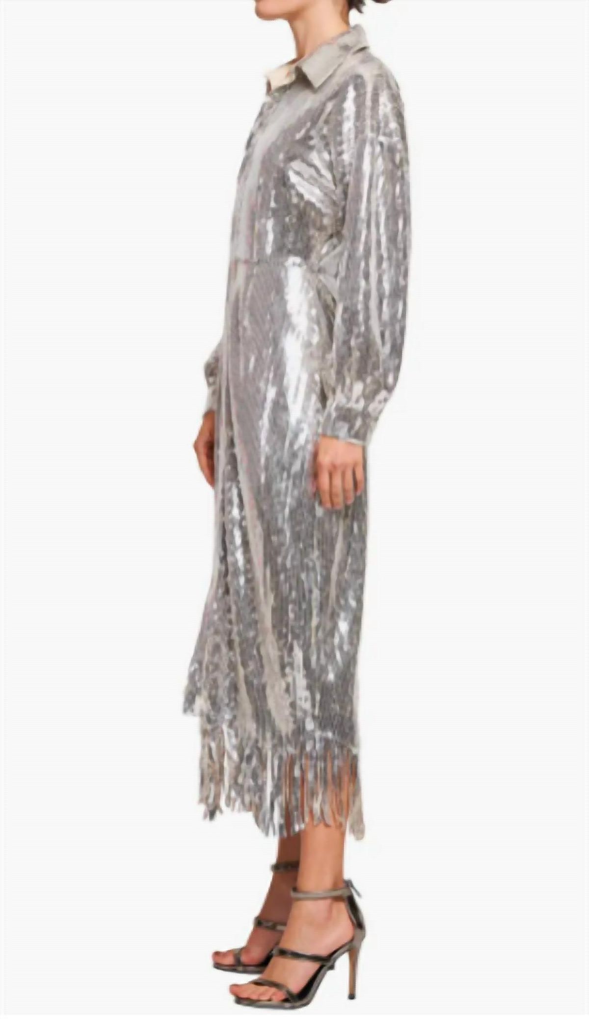 Sequin Fringe Shirtdress