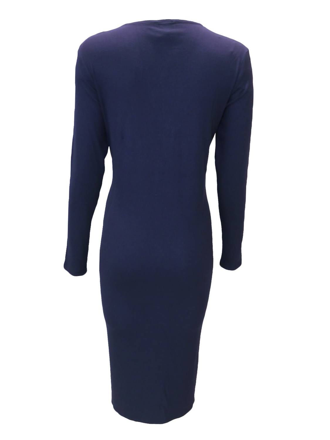 Style 1-2977464134-2901 Daniella Faye Size M Long Sleeve Navy Blue Cocktail Dress on Queenly