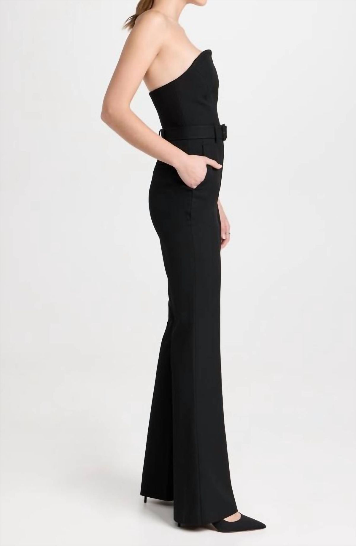 Style 1-3224878805-1901 A.L.C. Size 6 Strapless Black Formal Jumpsuit on Queenly