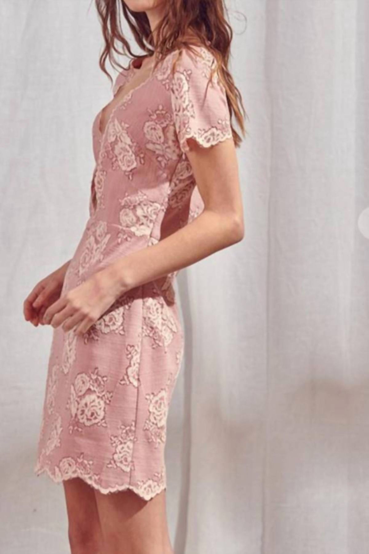 Style 1-3274207987-3236 STORIA Size S Lace Pink Cocktail Dress on Queenly