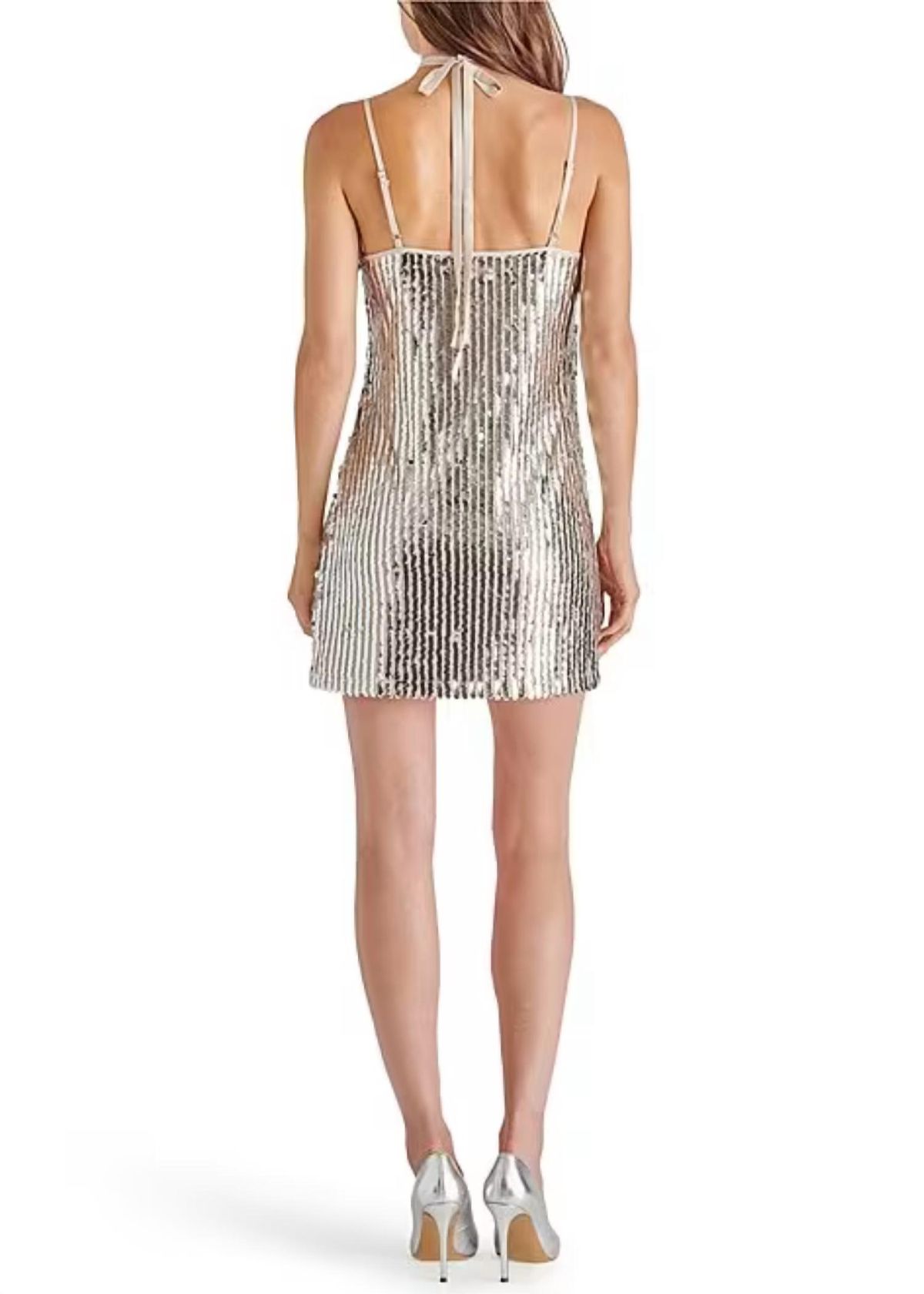 Style 1-3308066681-2901 STEVE MADDEN Size M Silver Cocktail Dress on Queenly