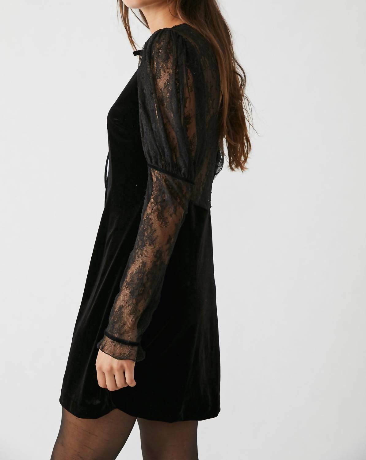 Style 1-3908318159-3000 Free People Size M Lace Black Cocktail Dress on Queenly