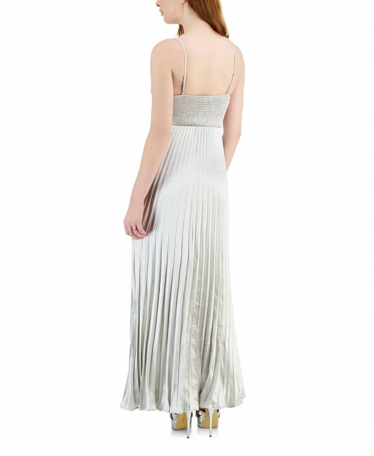 Style 1-4027182211-2696 LUCY PARIS Size L Silver Floor Length Maxi on Queenly