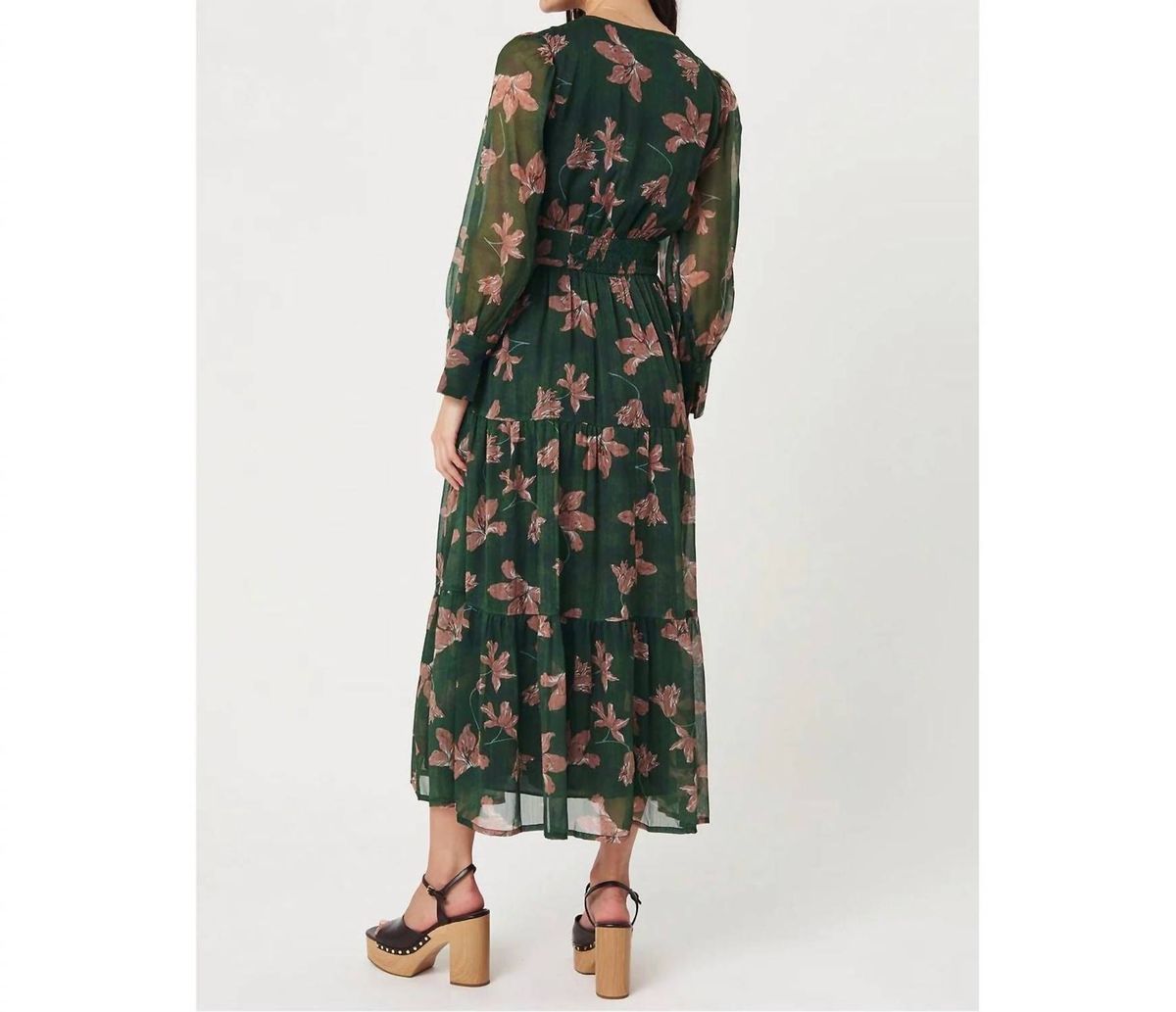 Style 1-42547908-2793 RUE STIIC Size L Long Sleeve Floral Green Floor Length Maxi on Queenly