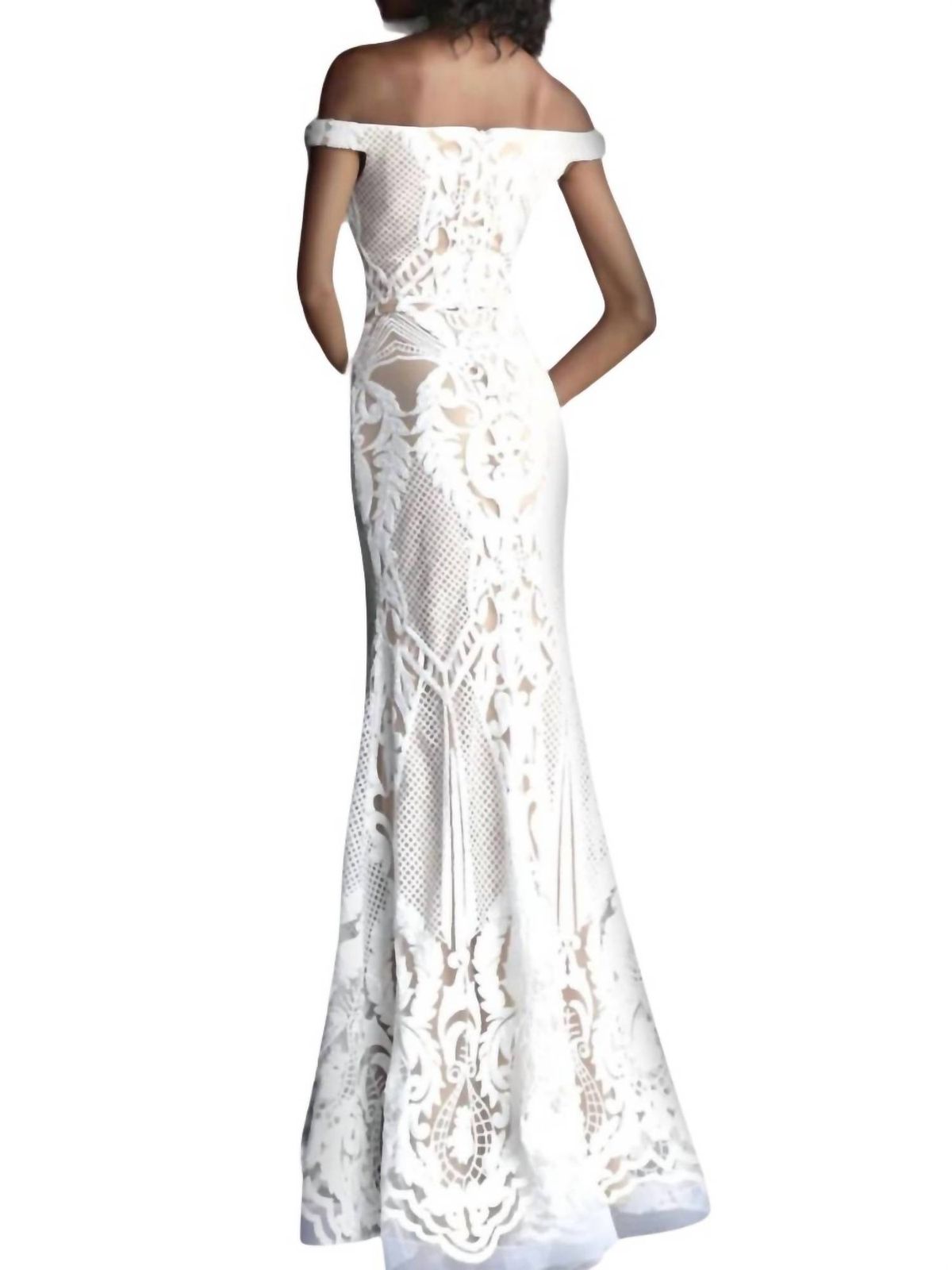 Style 1-836691715-98 JOVANI Size 10 Off The Shoulder White Floor Length Maxi on Queenly