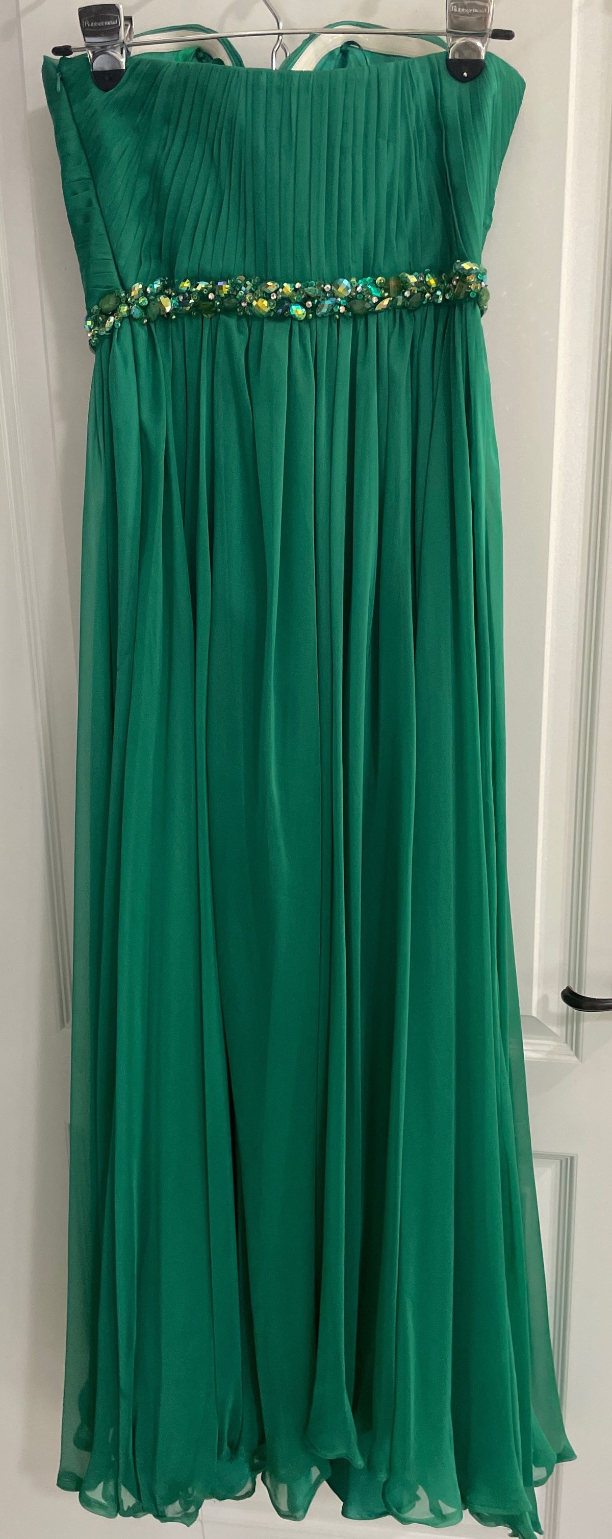 La Femme Size 6 Prom Strapless Green Dress With Train on Queenly