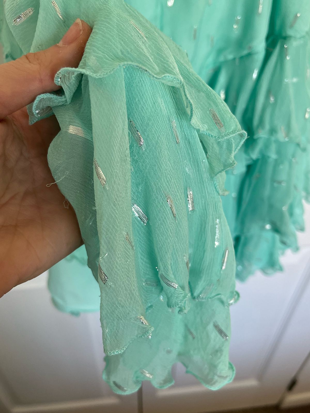 Style 52937 Sherri Hill Size 0 Plunge Turquoise Green Cocktail Dress on Queenly