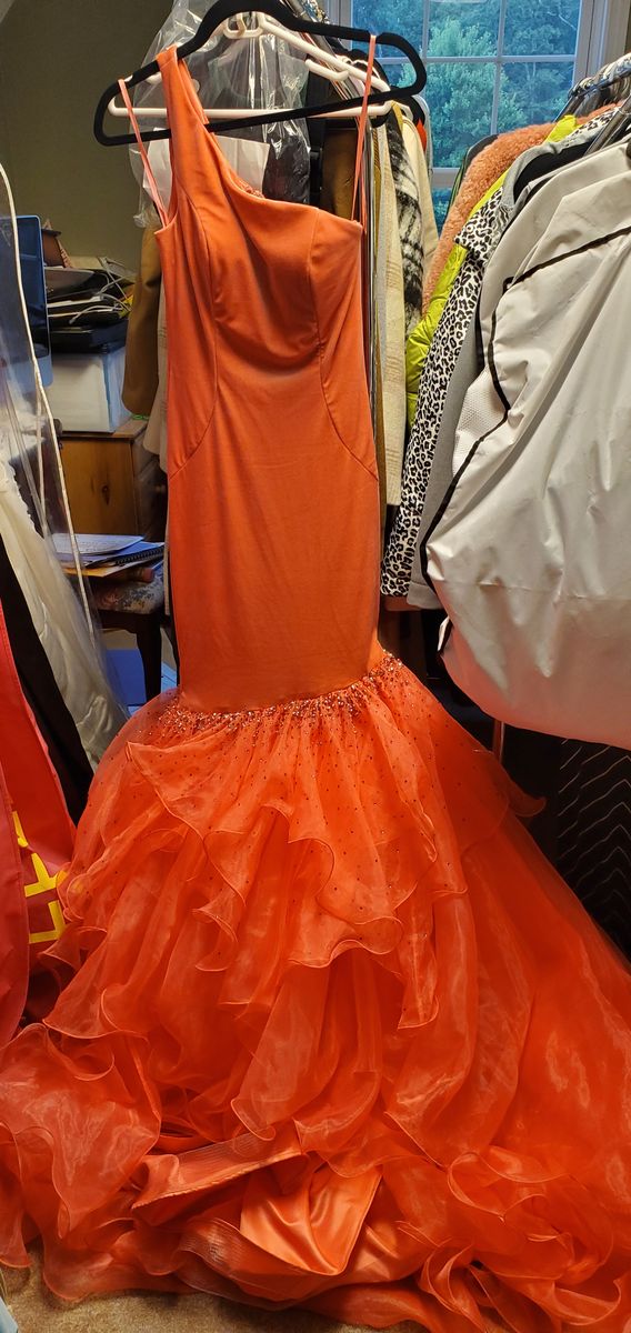 Ashley Lauren Size 4 Prom Orange Mermaid Dress on Queenly