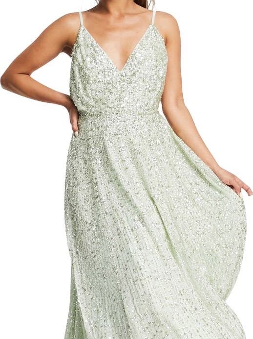 ASOS Design Size 8 Plunge Light Green Cocktail Dress on Queenly