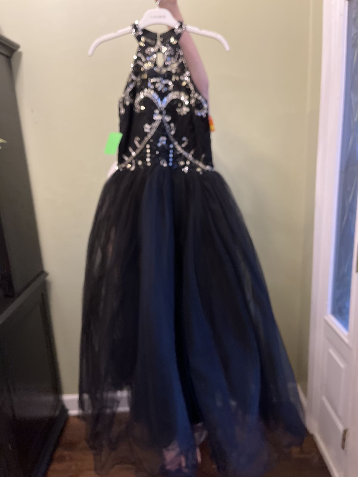 Girls Size 12 Halter Black Ball Gown on Queenly