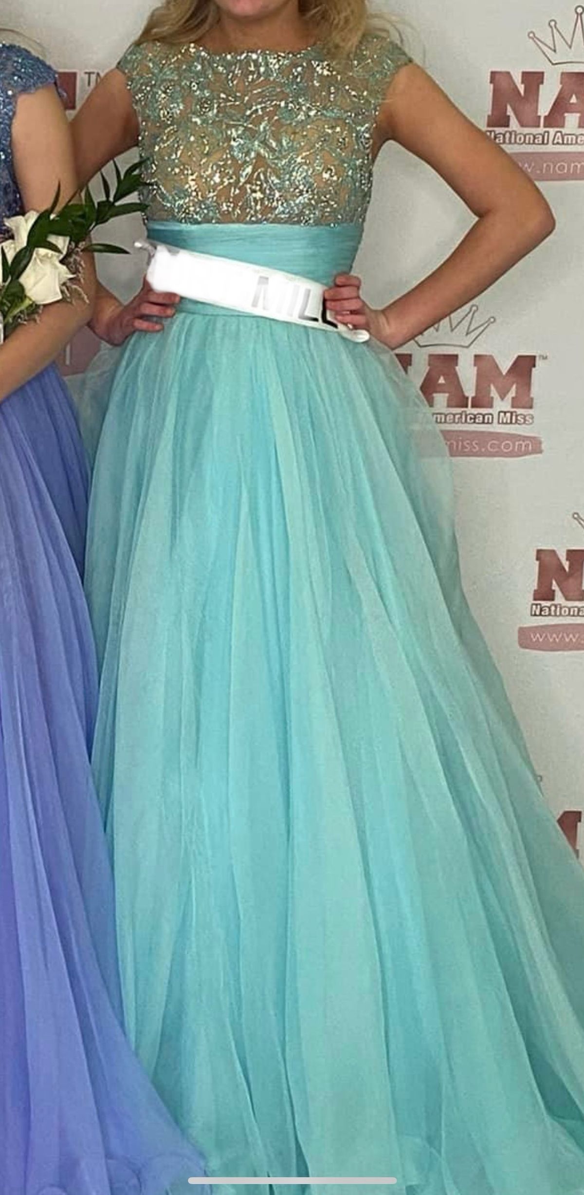 Sherri Hill Size 4 Prom Cap Sleeve Light Blue A-line Dress on Queenly