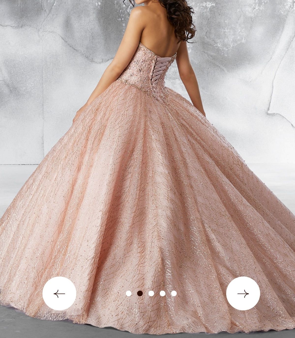 Style 89199 MoriLee Size 6 Strapless Sheer Rose Gold Ball Gown on Queenly