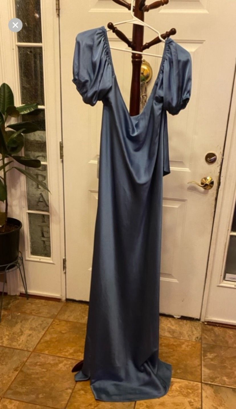 Wayf Size 1X Cap Sleeve Blue Side Slit Dress on Queenly