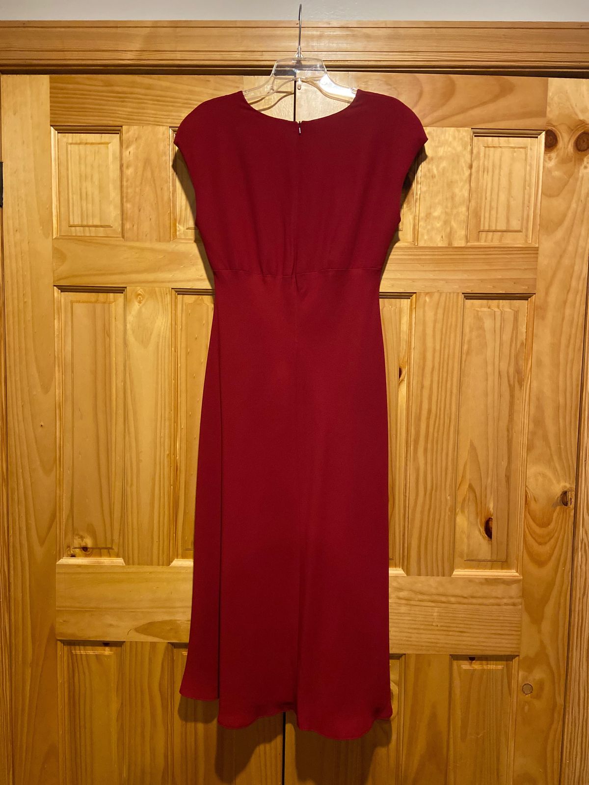 Size 12 Bridesmaid Plunge Red Floor Length Maxi on Queenly
