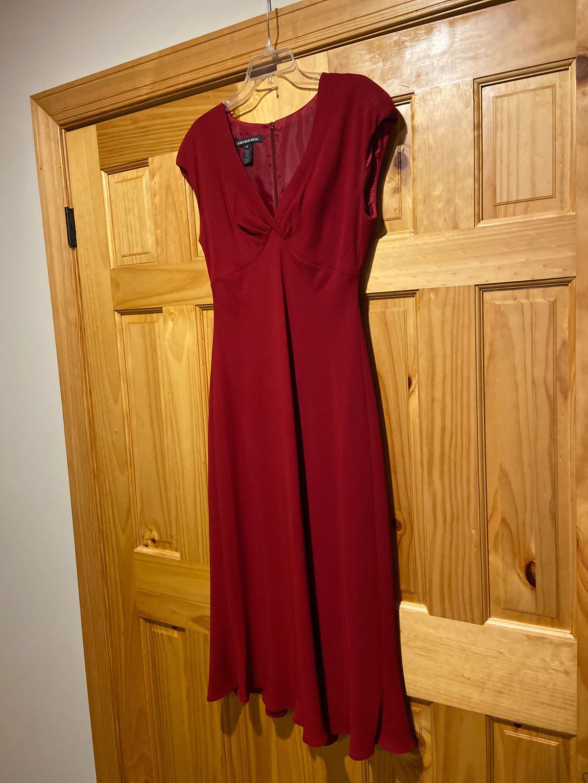 Size 12 Bridesmaid Plunge Red Floor Length Maxi on Queenly