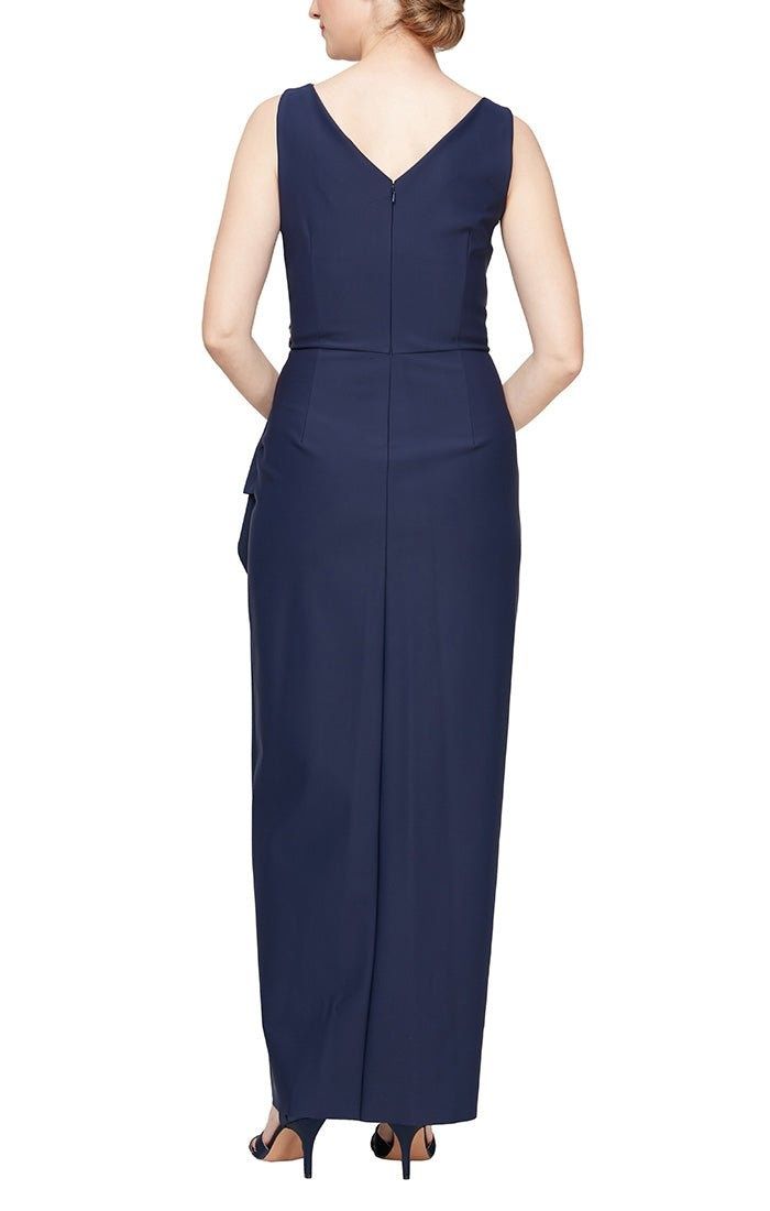 Style 134200 Alex Evening Size 4 Long Sleeve Navy Blue Floor Length Maxi on Queenly