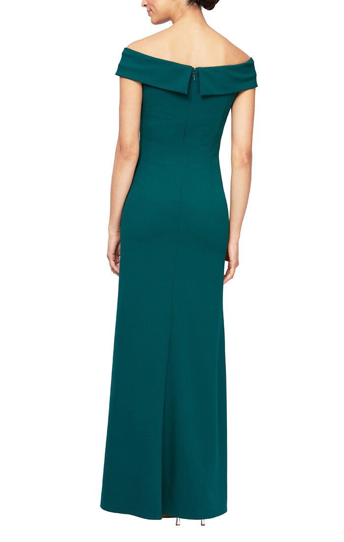 Style 8160198 Alex Evening Size 8 Off The Shoulder Emerald Green Side Slit Dress on Queenly