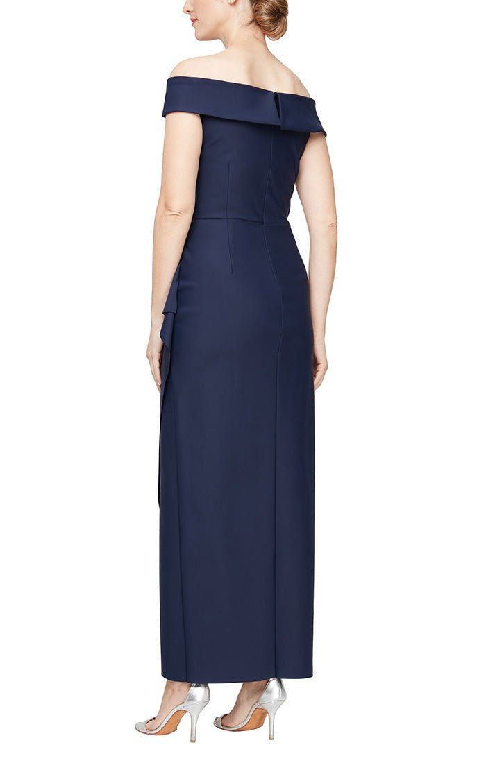 Style 134164 Alex Evening Plus Size 16 Off The Shoulder Navy Blue Floor Length Maxi on Queenly