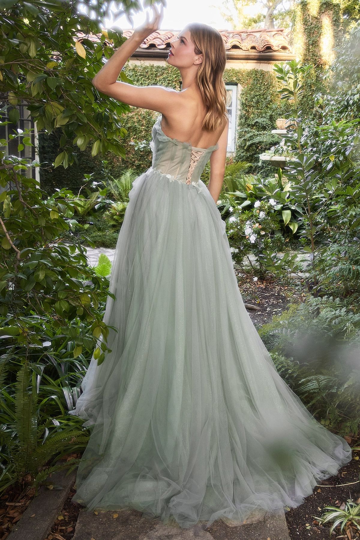 Style A1015 Andrea & Leo Couture Size 8 Strapless Green A-line Dress on Queenly