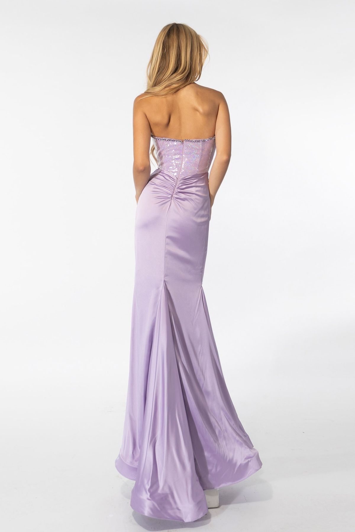 Style 39282 Ava Presley Size 2 Purple Side Slit Dress on Queenly
