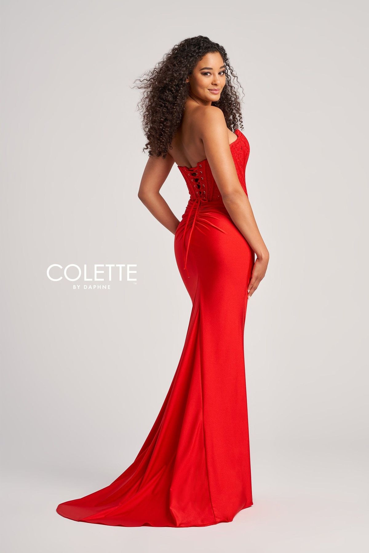 Style CL5158 Colette By Mon Cheri Size 10 Lace Hot Pink Side Slit Dress on Queenly