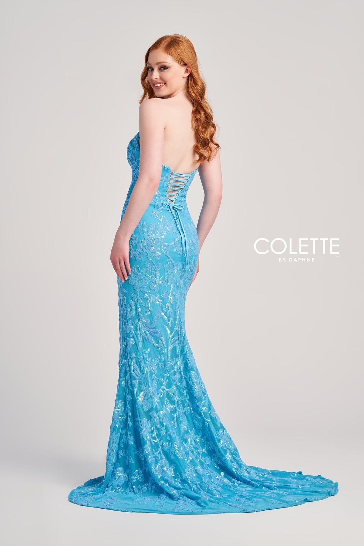 Style CL5238 Colette By Mon Cheri Size 6 Pageant Strapless Orange Side Slit Dress on Queenly