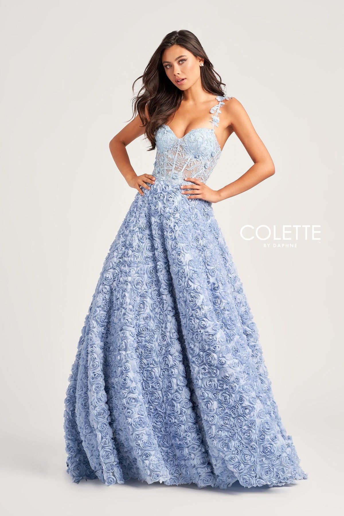Style CL5250 Colette By Mon Cheri Size 2 Pageant Light Blue Ball Gown on Queenly