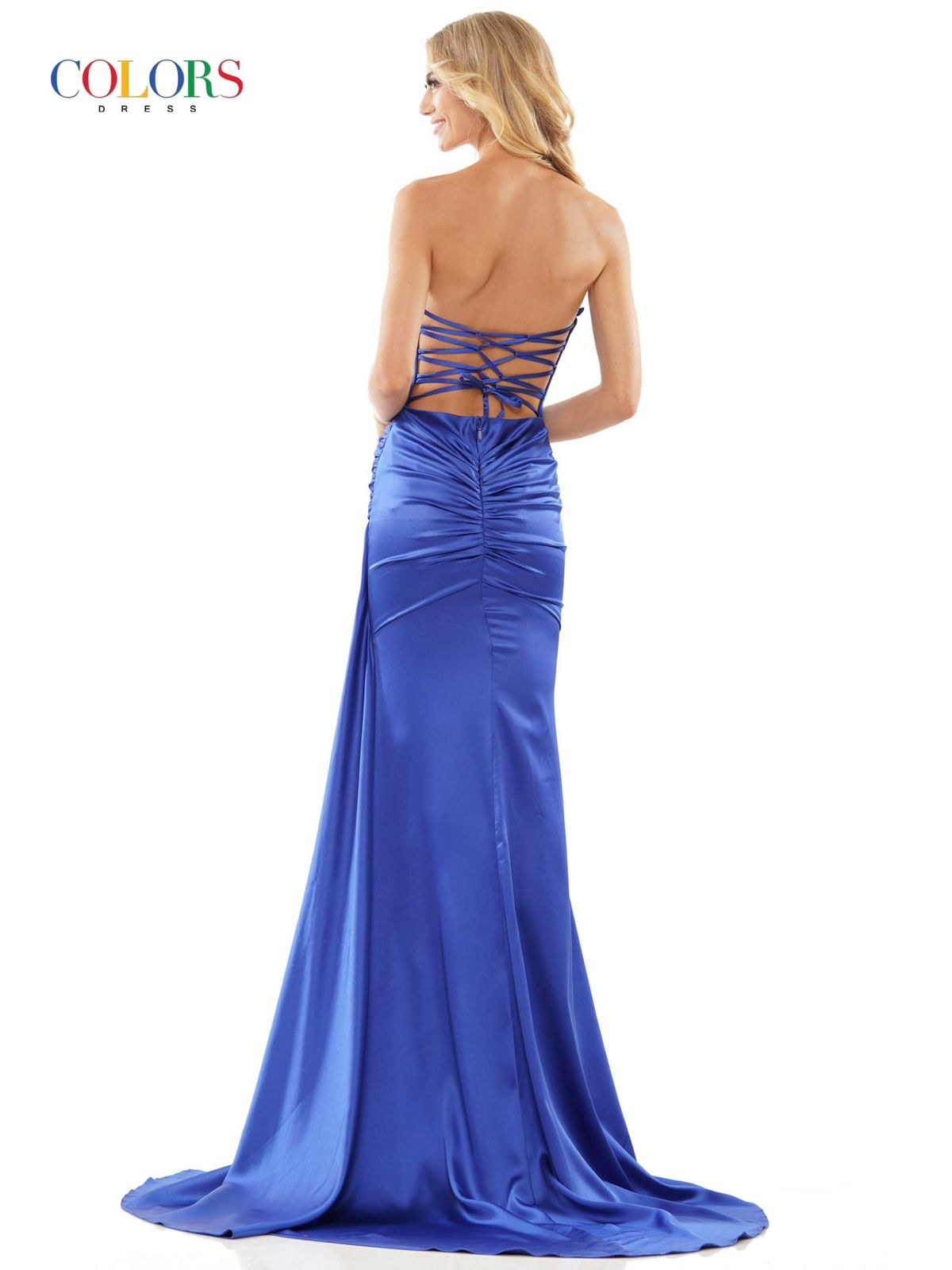 Style 2968 Colors Size 6 Blue Side Slit Dress on Queenly