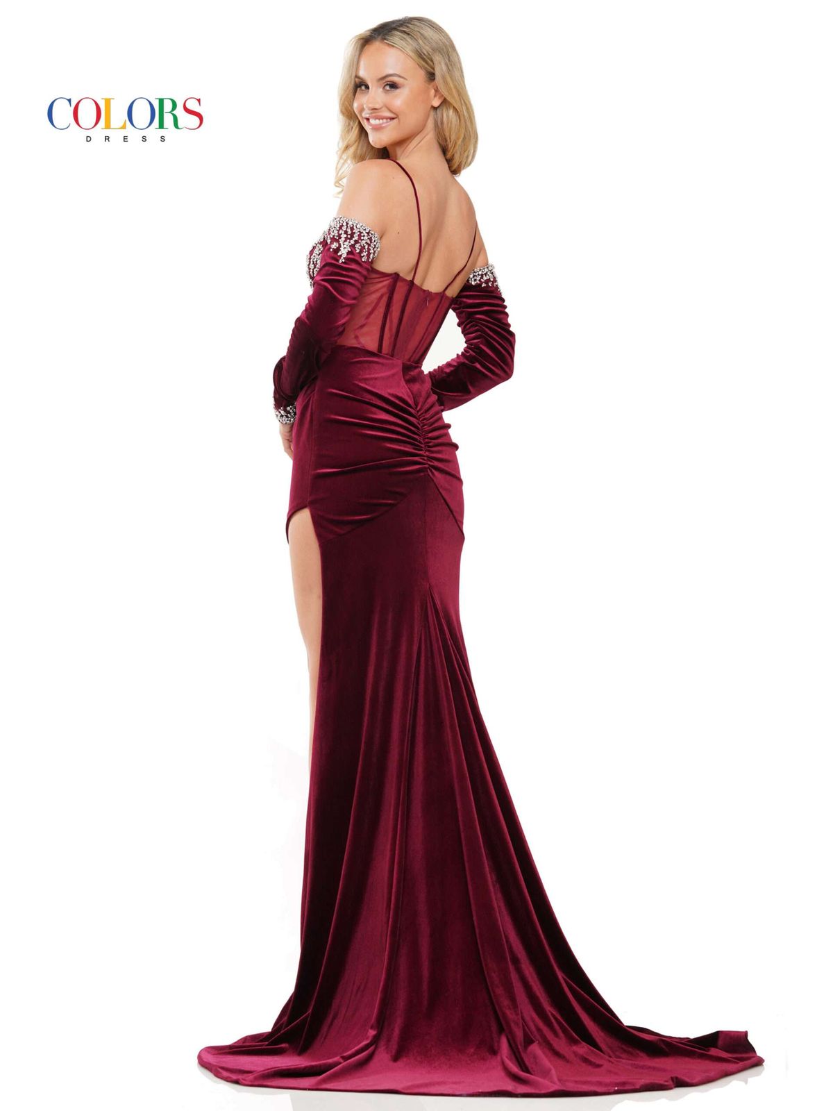 Style 3272 Colors Size 6 Velvet Black Side Slit Dress on Queenly