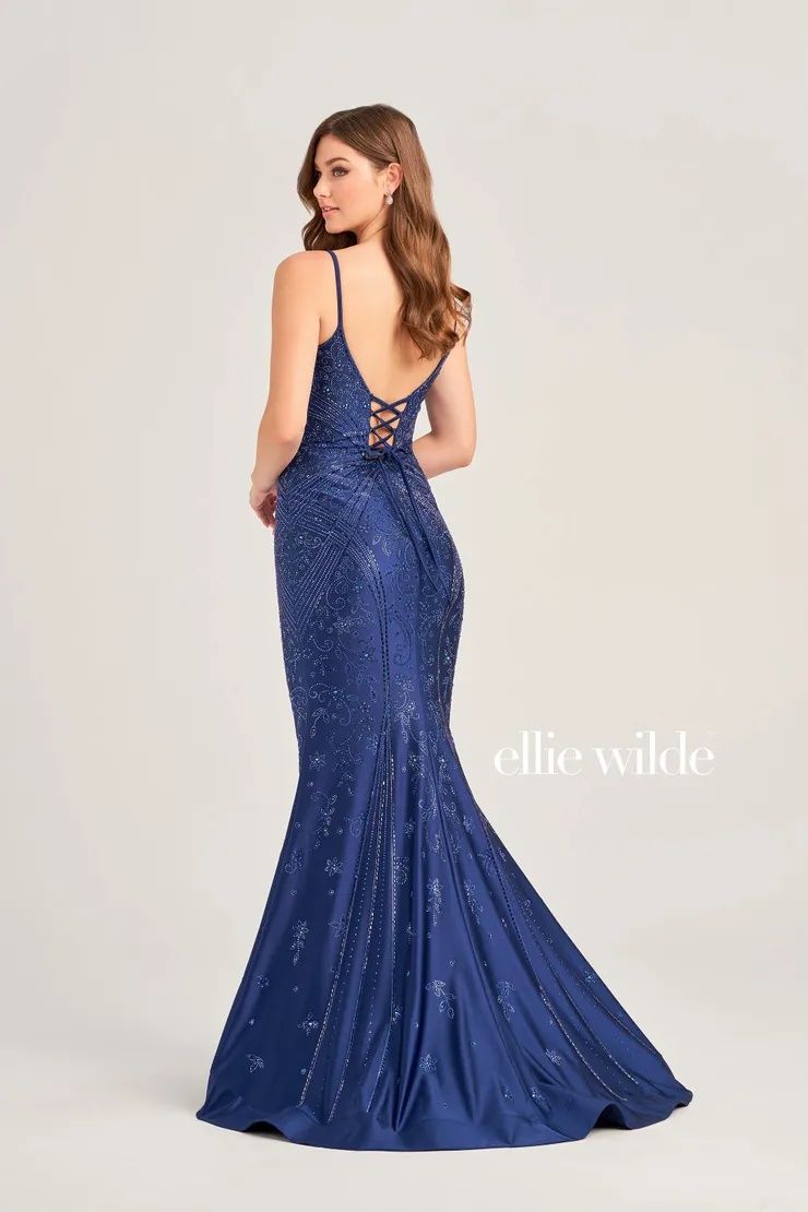 Style EW35002 Ellie Wilde By Mon Cheri Size 0 Pageant Plunge Black Mermaid Dress on Queenly