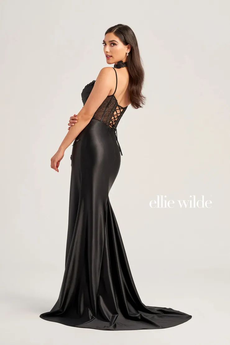 Style EW35028 Ellie Wilde By Mon Cheri Size 0 Pageant Purple Side Slit Dress on Queenly
