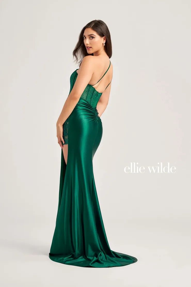 Style EW35031 Ellie Wilde By Mon Cheri Size 0 Pageant Purple Side Slit Dress on Queenly