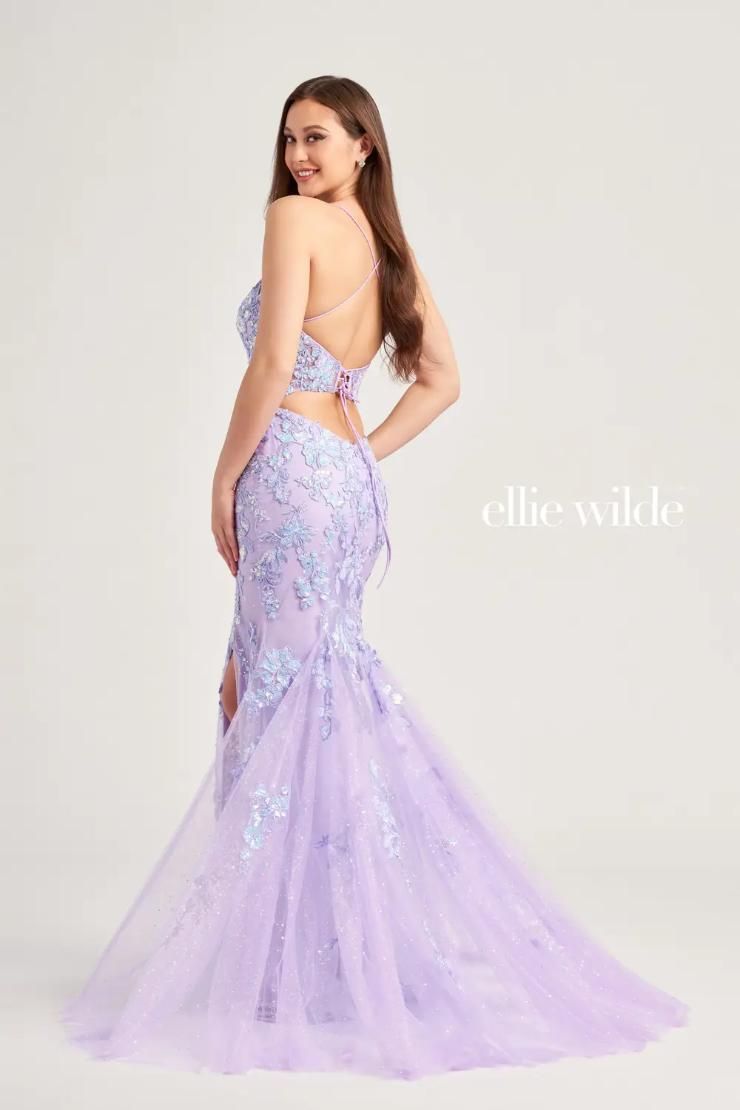 Style EW35057 Ellie Wilde By Mon Cheri Size 0 Pageant Purple Side Slit Dress on Queenly