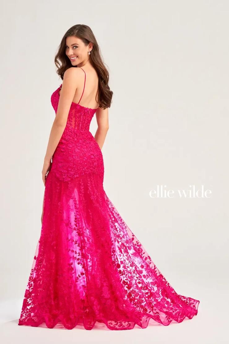 Style EW35005 Ellie Wilde By Mon Cheri Size 6 Pageant Pink Side Slit Dress on Queenly