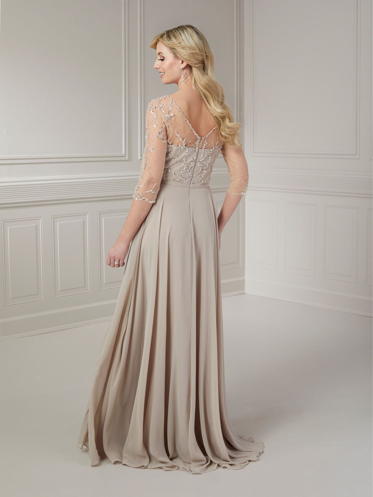 Style 17139 House Of Wu Size 12 Sheer Nude A-line Dress on Queenly