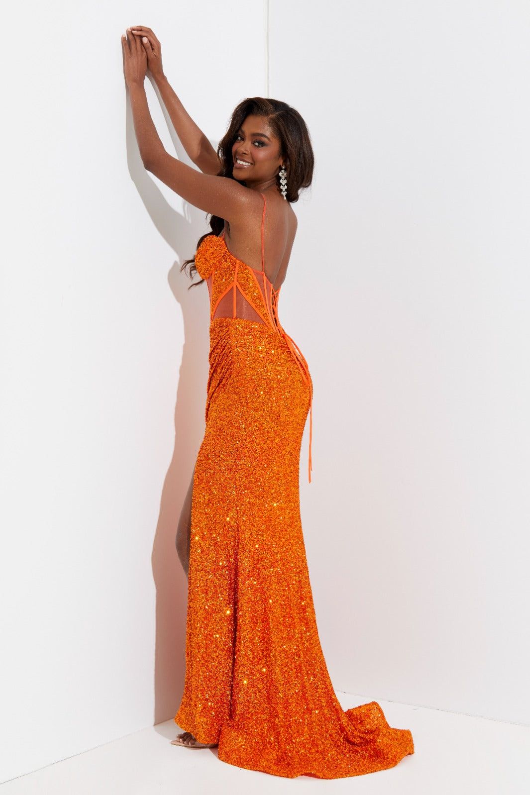 Style 7503 Jasz Couture Size 0 Orange Side Slit Dress on Queenly