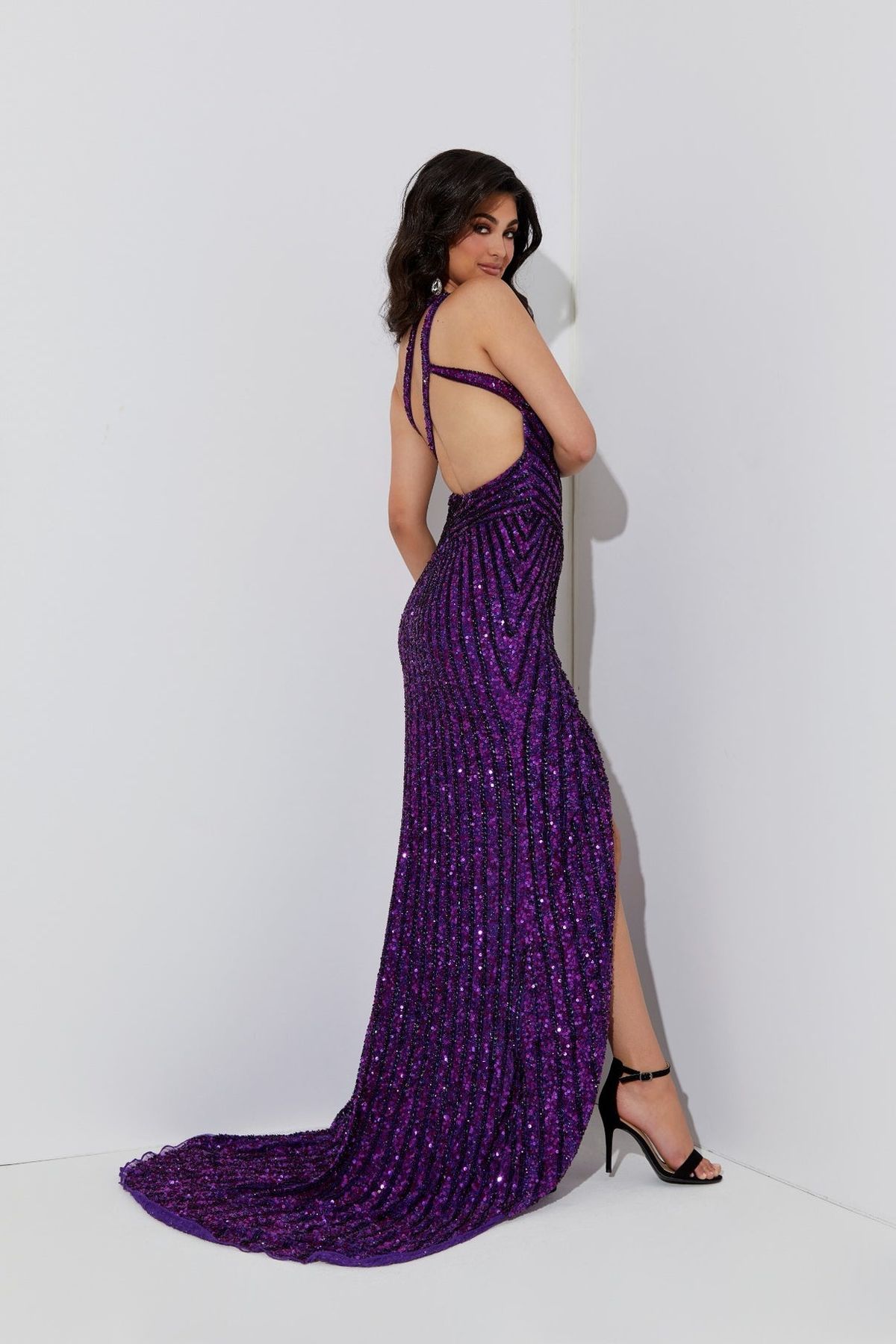 Style 7559 Jasz Couture Size 0 Pageant Purple Side Slit Dress on Queenly