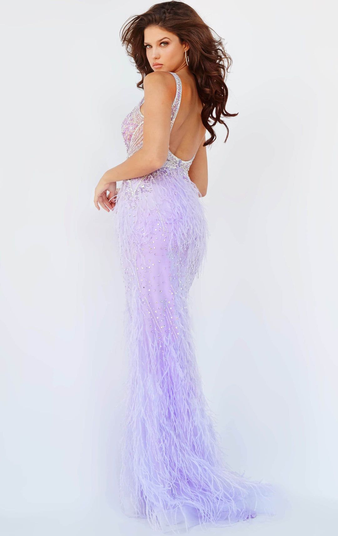 Style 3023 Jovani Size 2 Pageant Sheer Purple Mermaid Dress on Queenly