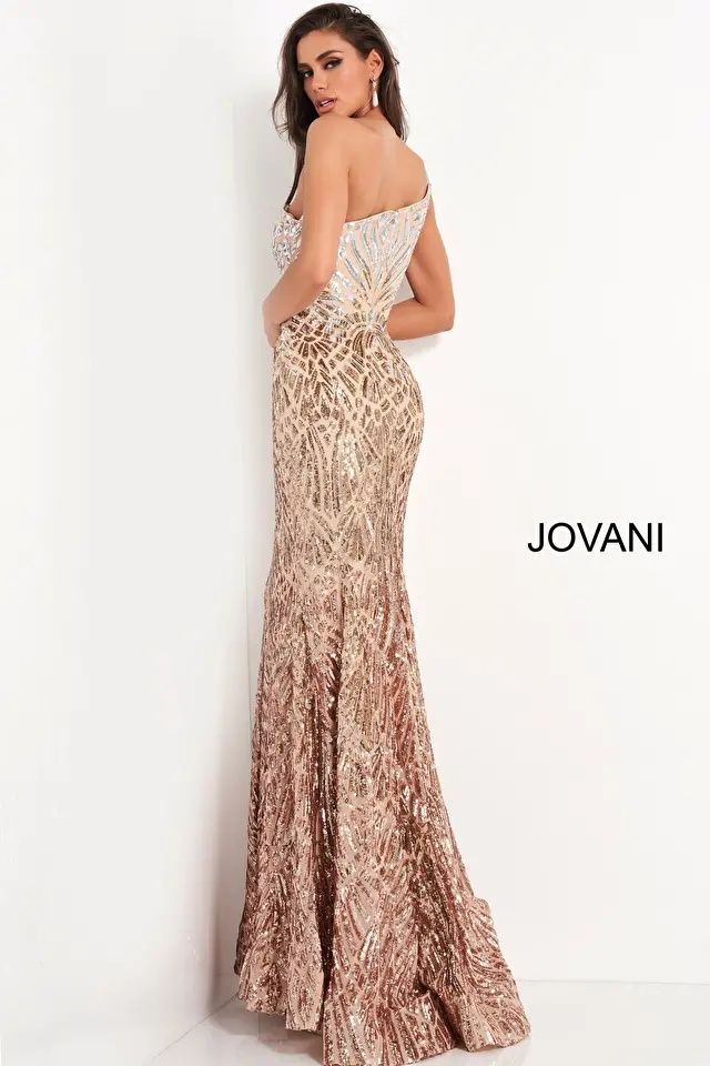 Style 6469 Jovani Size 10 Pageant One Shoulder Brown Mermaid Dress on Queenly