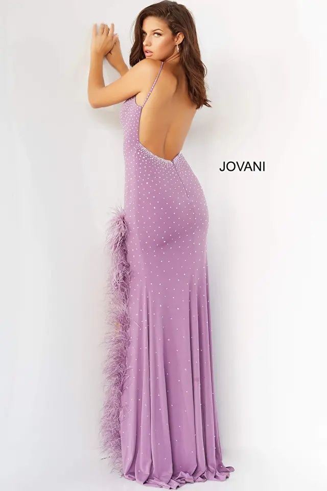 Style 8283 Jovani Size 4 Pageant Purple Side Slit Dress on Queenly