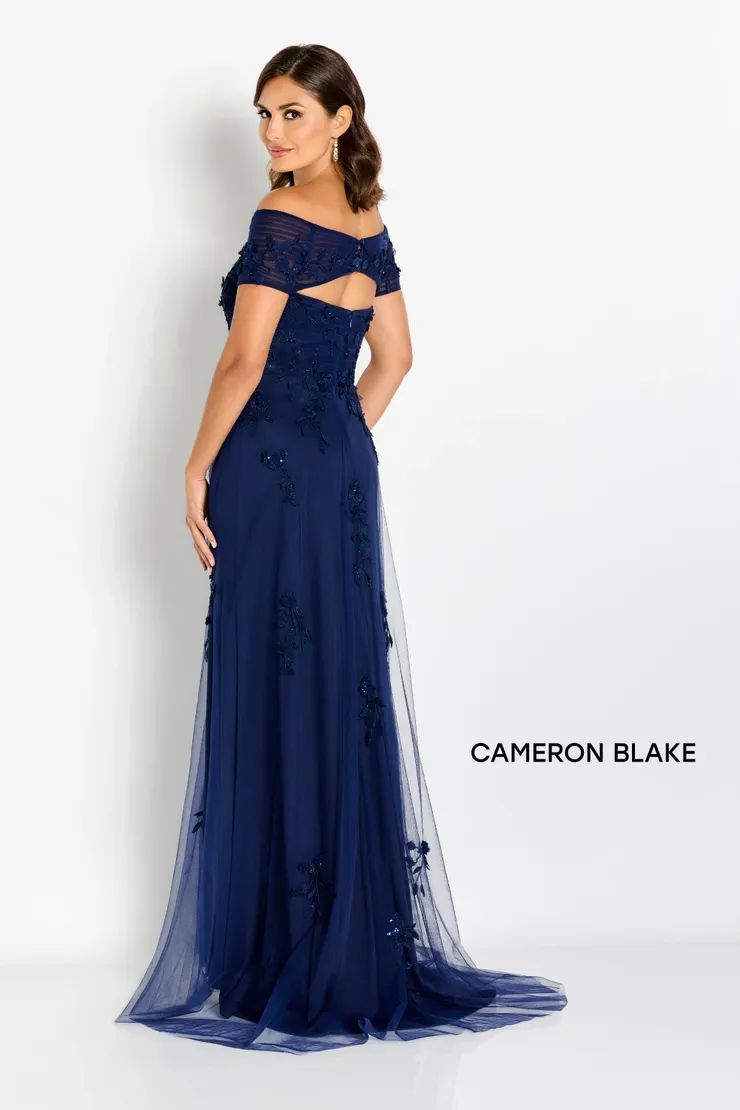 Style CB751 Mon Cheri Plus Size 18 Pageant Off The Shoulder Navy Blue A-line Dress on Queenly