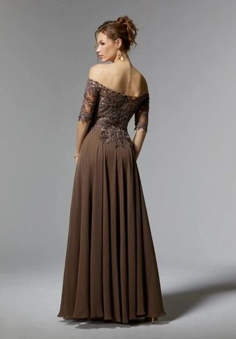 Style 72907 MoriLee Size 14 Pageant Off The Shoulder Brown A-line Dress on Queenly