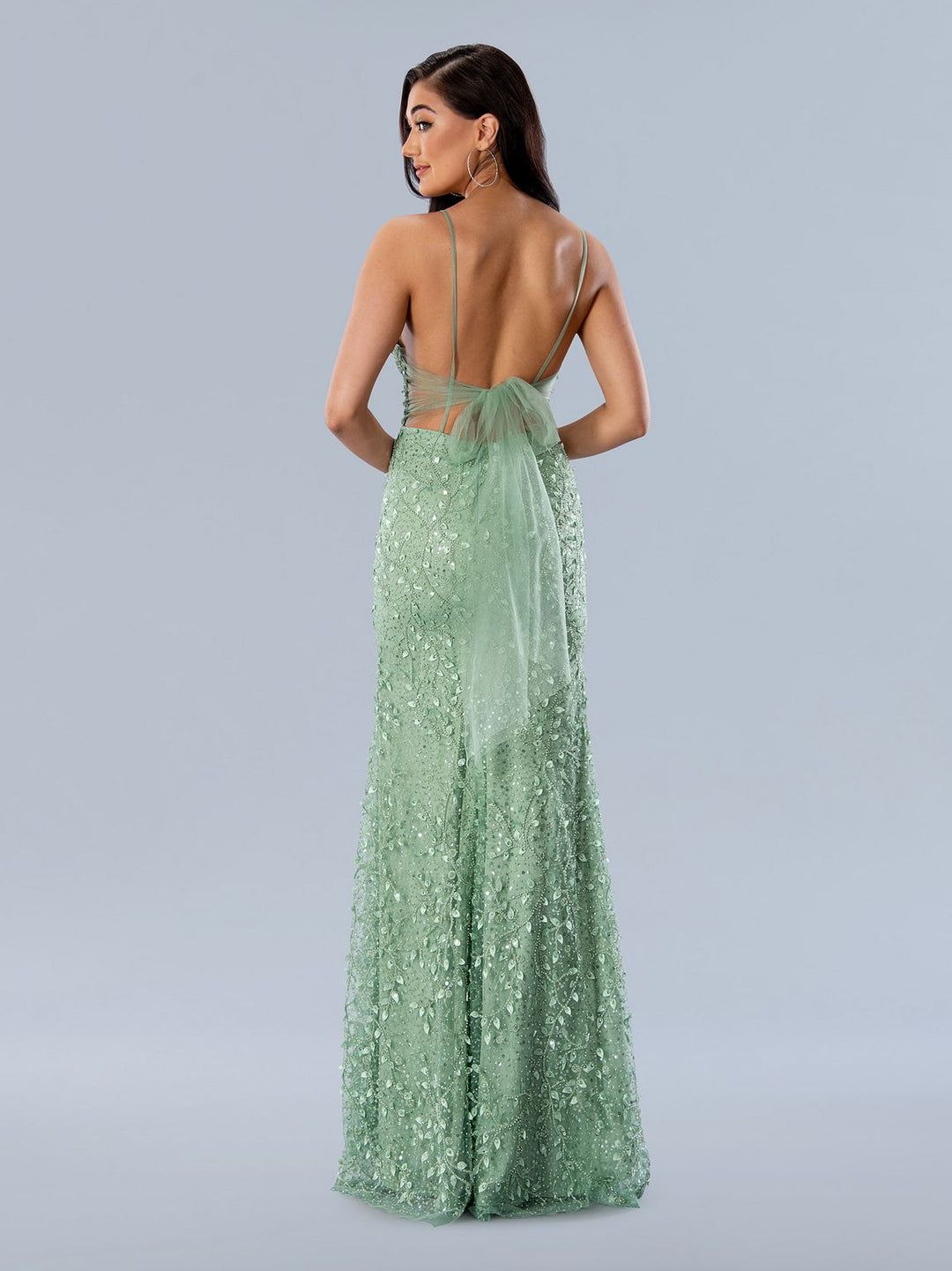 Style 24185 Stella Couture Size 2 Green Side Slit Dress on Queenly