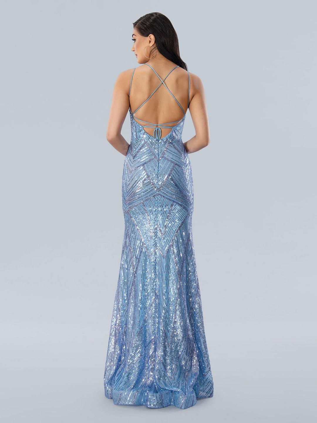 Style 24211 Stella Couture Size 4 Blue Mermaid Dress on Queenly
