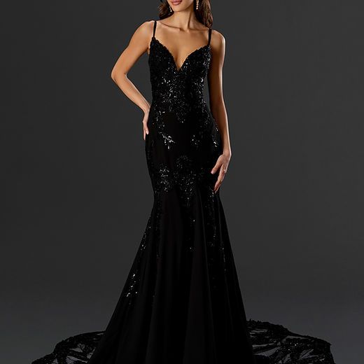 Style 24527 Stella Couture Size 10 Pageant Black Mermaid Dress on Queenly
