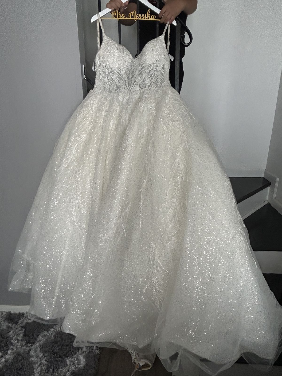 Demetrios  Size 14 Sequined White Ball Gown on Queenly